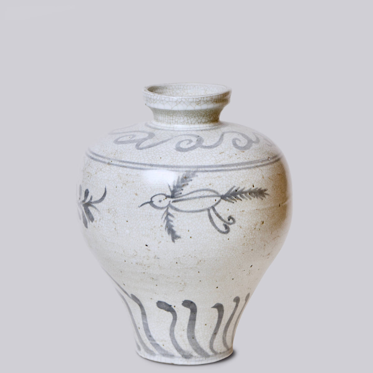 Rustic Blue and White Porcelain Amphora Vase