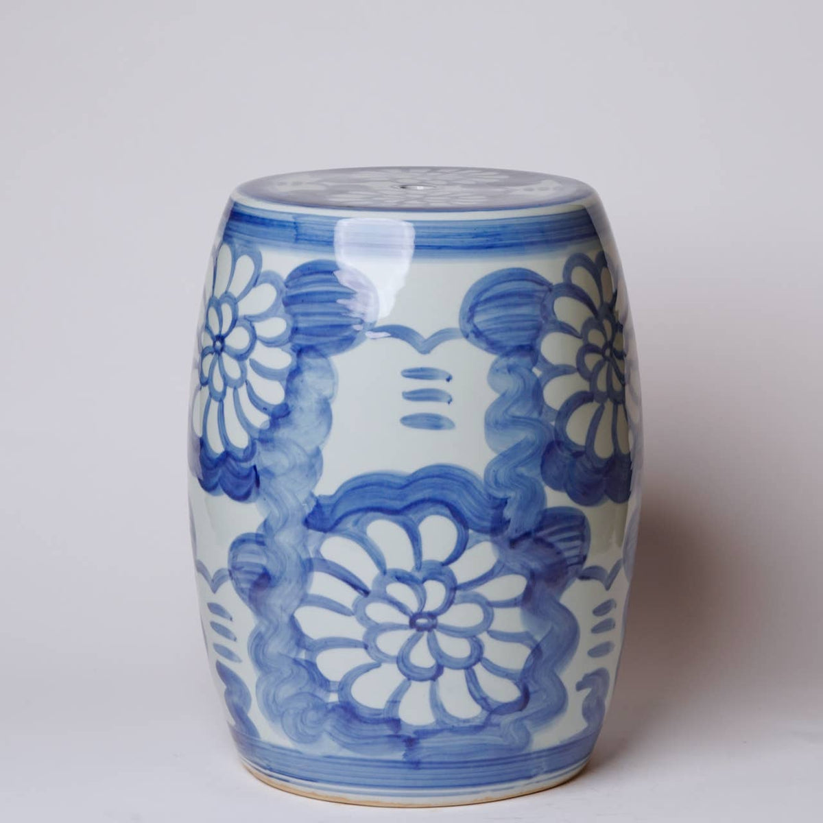 Hand Painted Floral Blue and White Porcelain Garden Seat