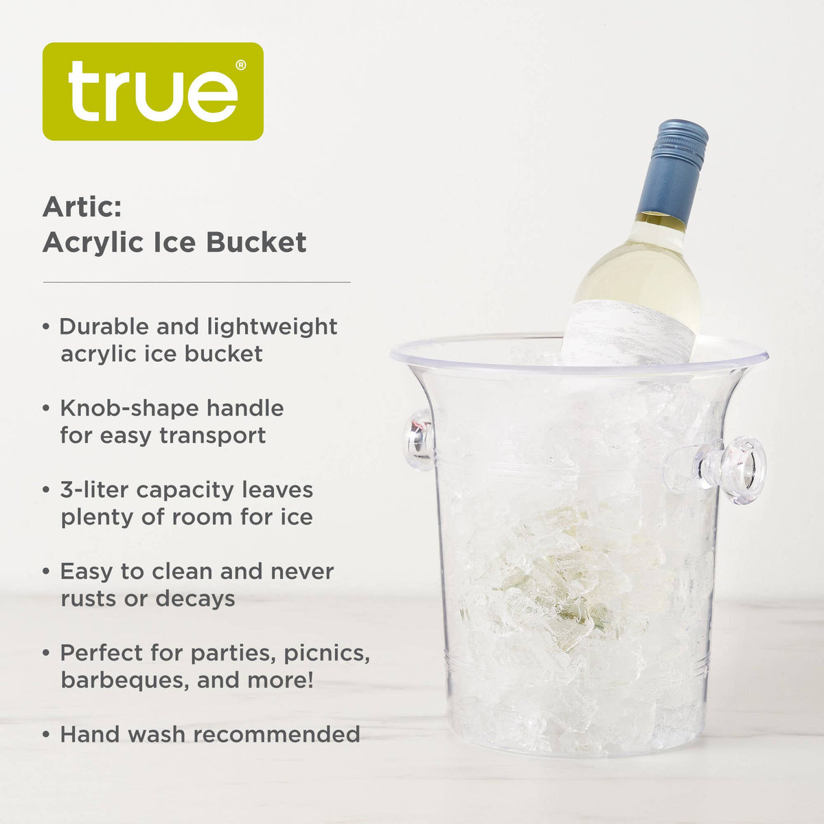 Acrylic Ice Bucket with Knob Handles