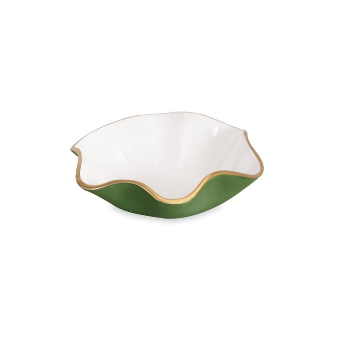 ENCANTO Carola  Small Round Bowl (Leaf Green and White)