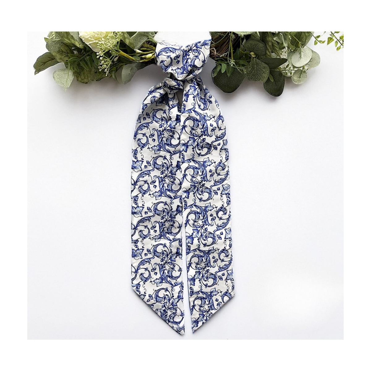 Blue and White Wreath Sash