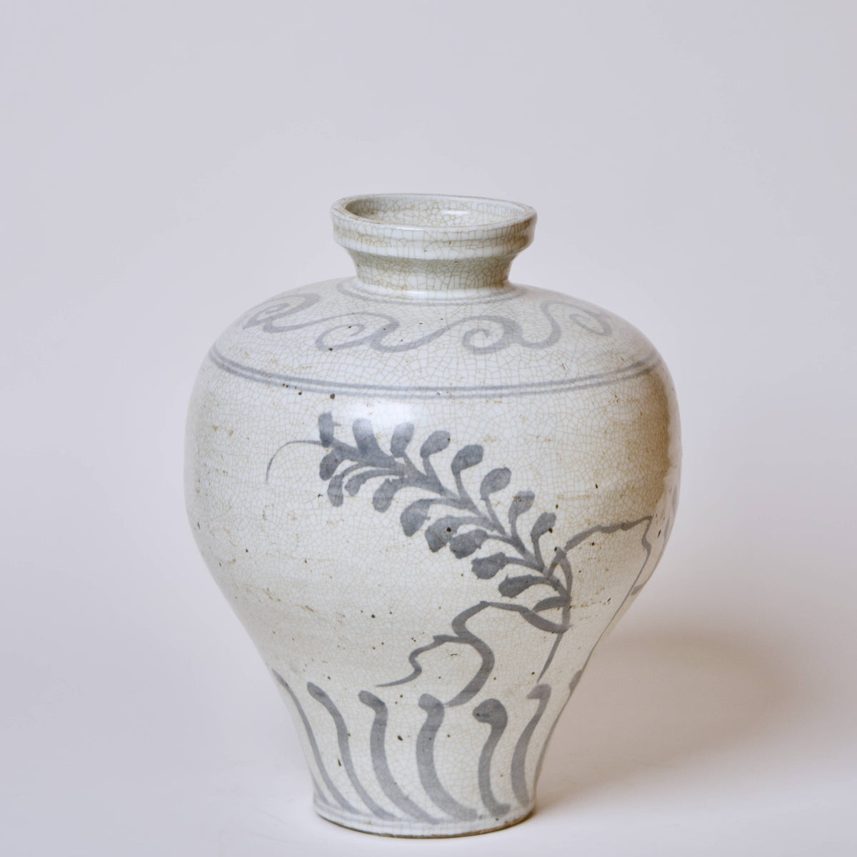 Rustic Blue and White Porcelain Amphora Vase