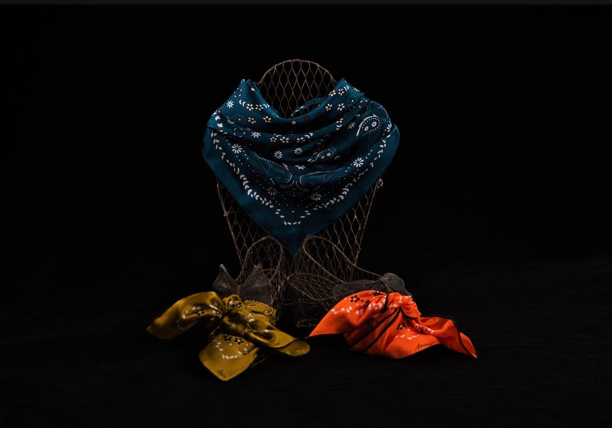 Mulberry Silk Paisley Bandana -Double-Sided Scarf