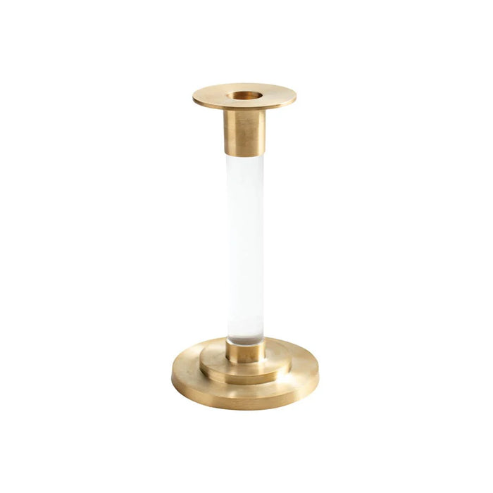 Small Candlestick-Clear 7 Inch Candlestick - Resin/Brass