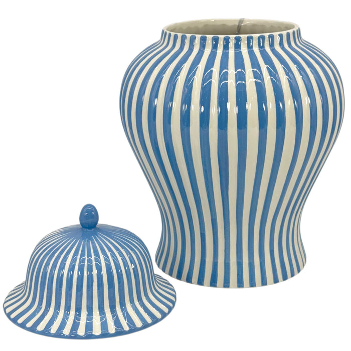 Blue & White Candy Cane Striped Ceramic Vase 18"
