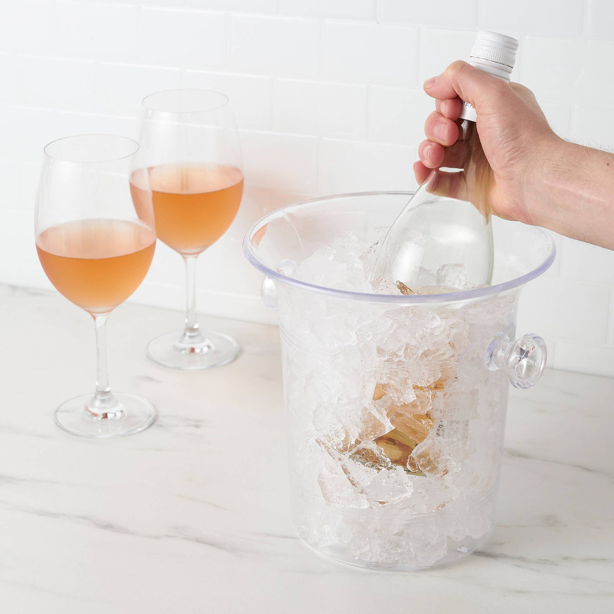Acrylic Ice Bucket with Knob Handles