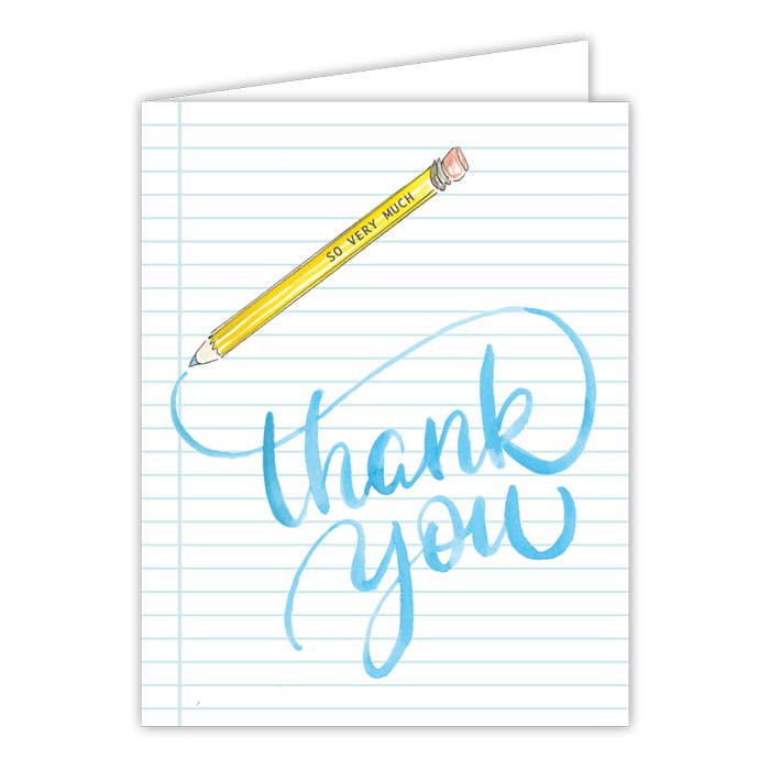 Thank You So Very Much Blue with Pencil Greeting Card