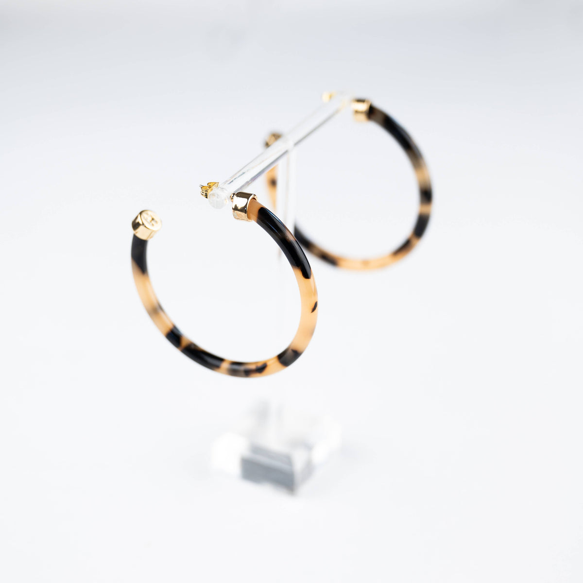 Tortoise Shell Lightweight Acrylic Hoop Earrings: Small