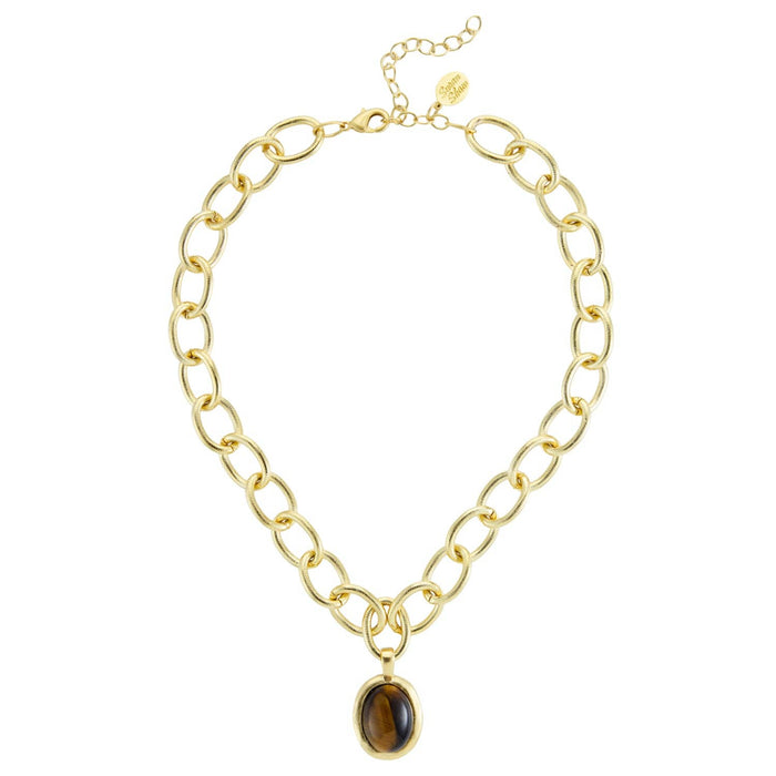 Fall Caroline Loop Chain Necklace: Tiger's Eye