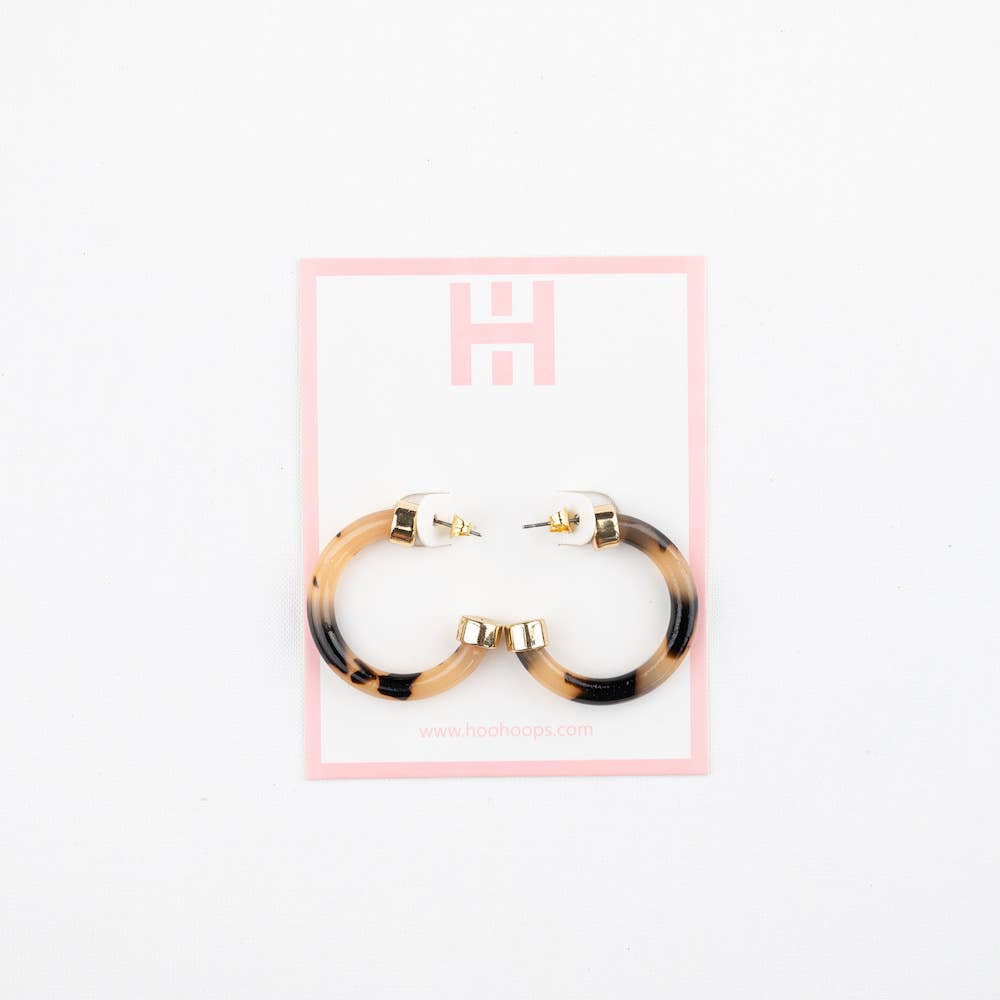 Tortoise Shell Lightweight Acrylic Hoop Earrings: Small