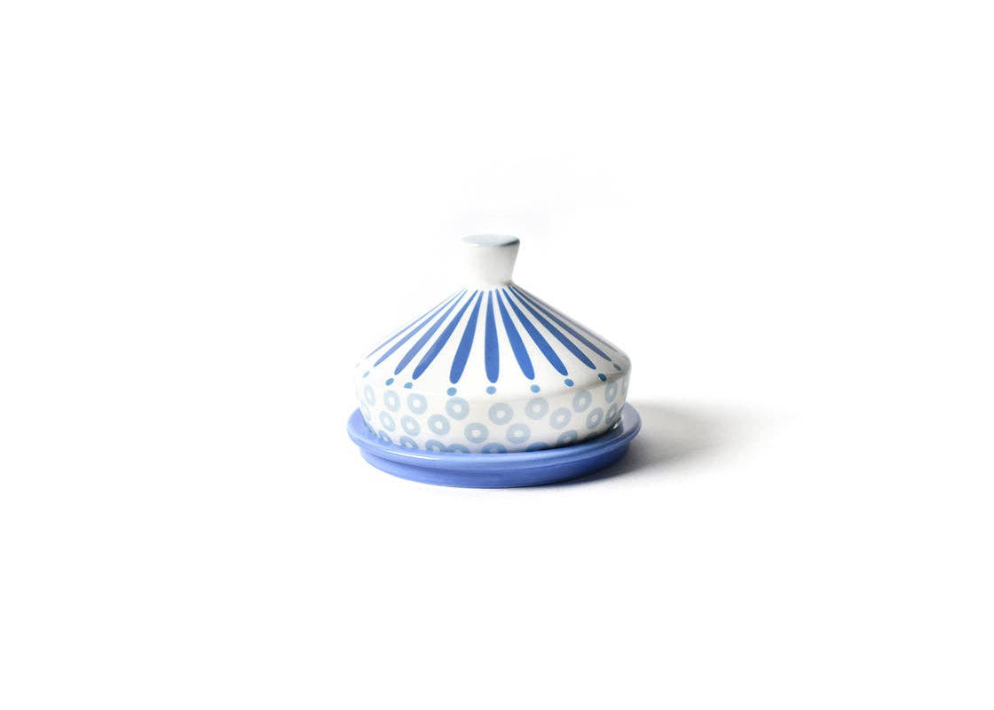 Iris Blue Burst Round Butter Dish