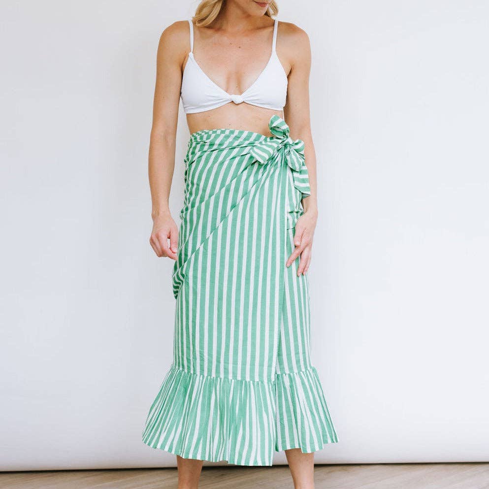 Green and White Stripe Vienna Sarong