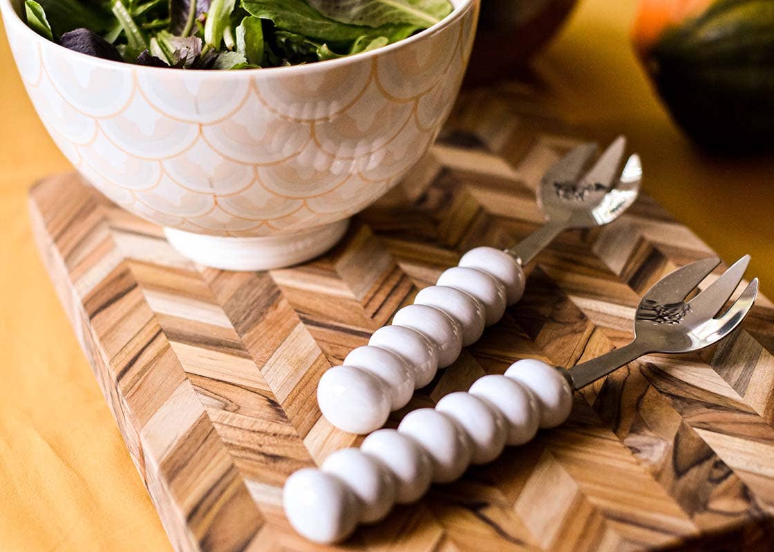 Signature White Knob Serving Spoon