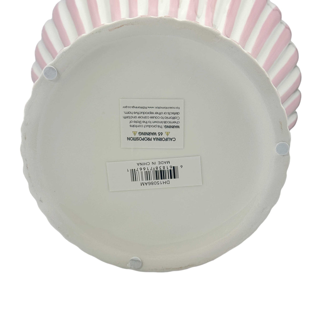 Pink & White Candy Cane Striped Ceramic Vase 18"