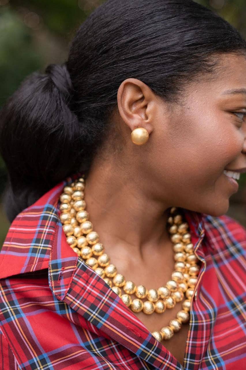 18mm Georgia Brushed Ball Studs - 18k Gold Plated - WS: Post