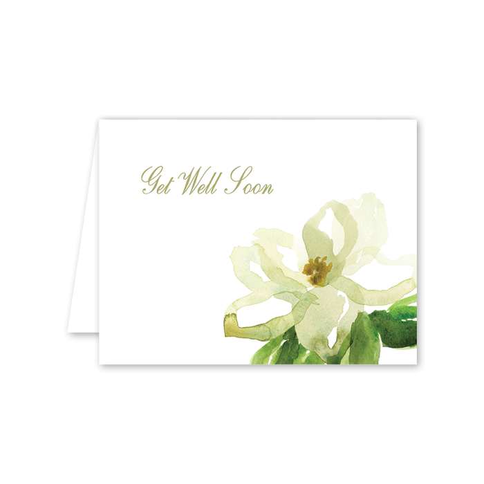 Watercolor Magnolias Get Well Card: Single Card