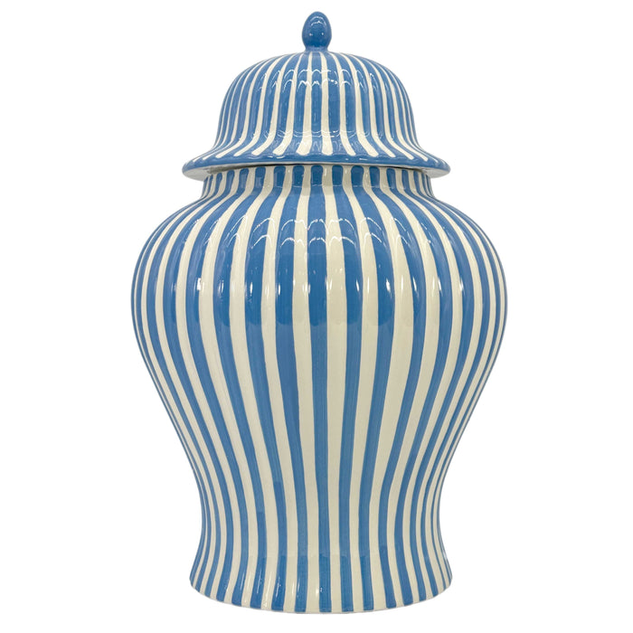 Blue & White Candy Cane Striped Ceramic Vase 18"