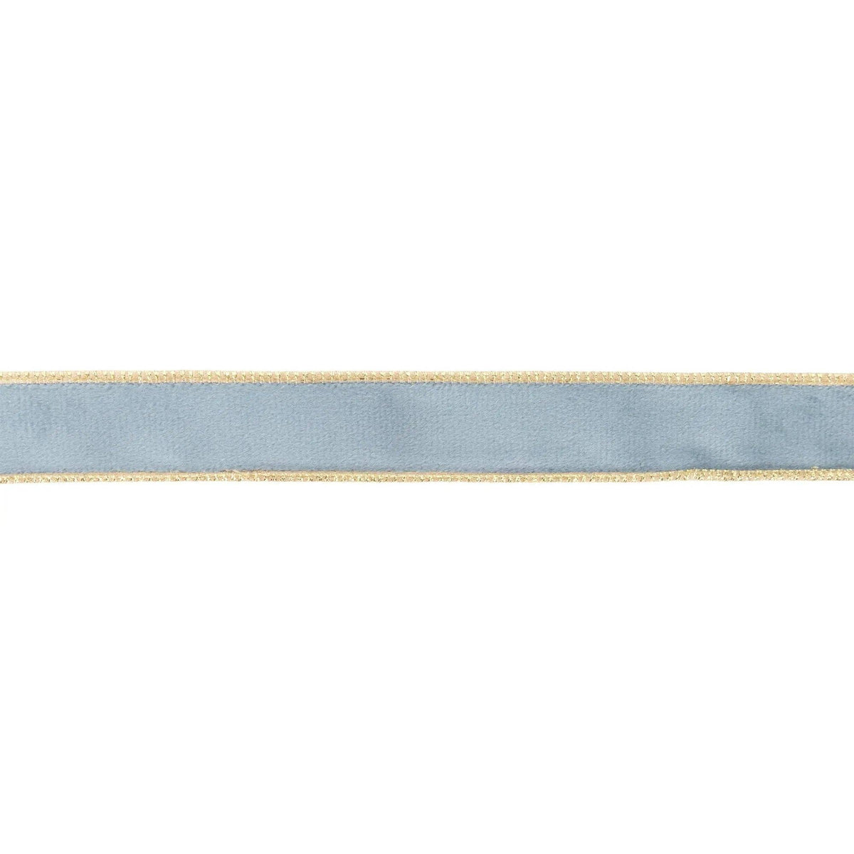 1" Reversible Classic Velvet Wired Ribbon | Capri Blue/Gold | 10 Yard Roll