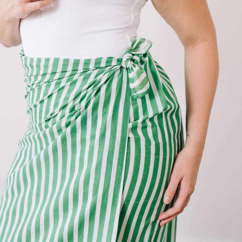 Green and White Stripe Vienna Sarong