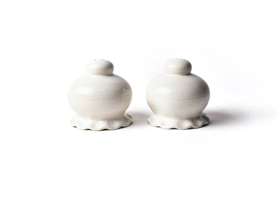 Signature White Ruffle Salt and Pepper Shaker Set