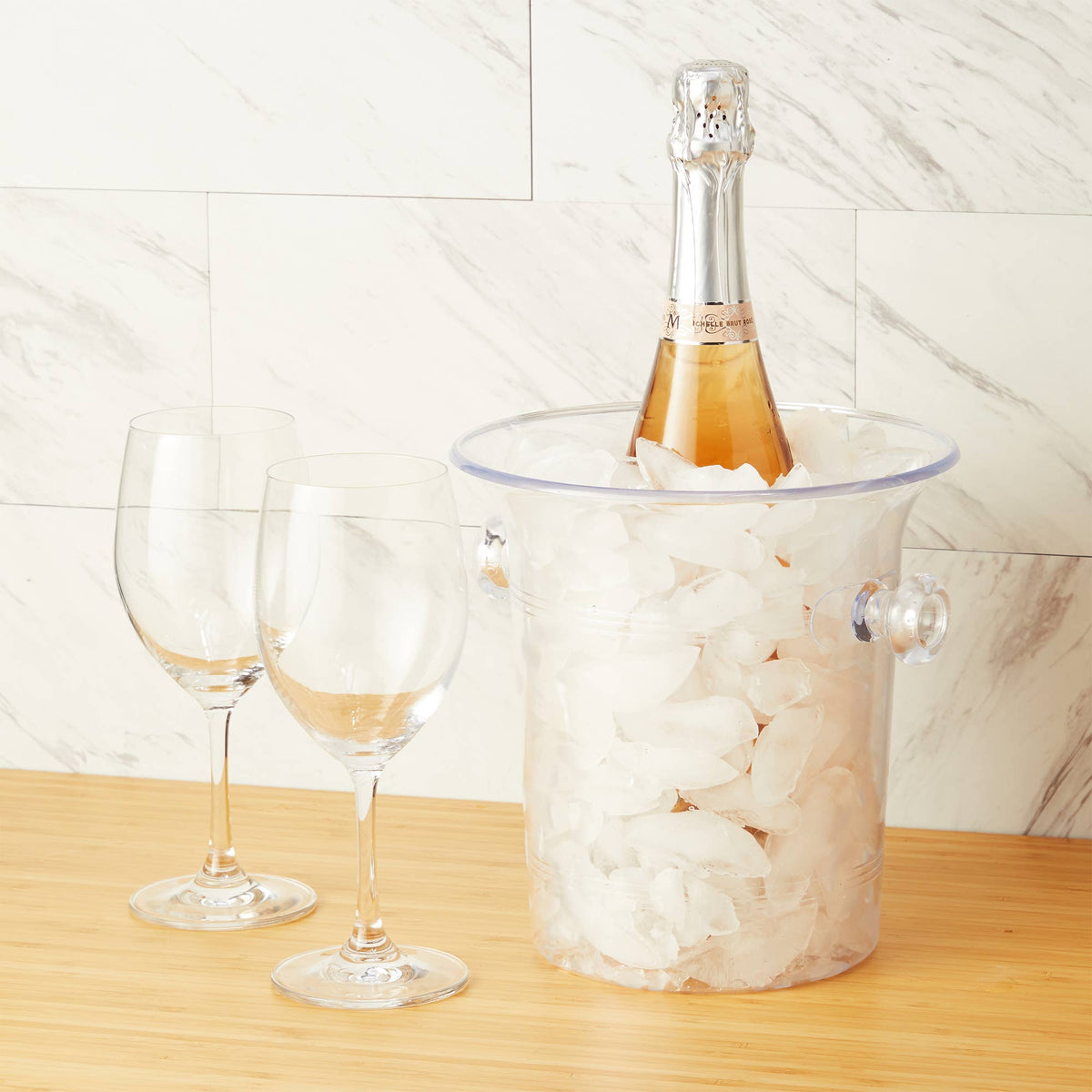 Acrylic Ice Bucket with Knob Handles