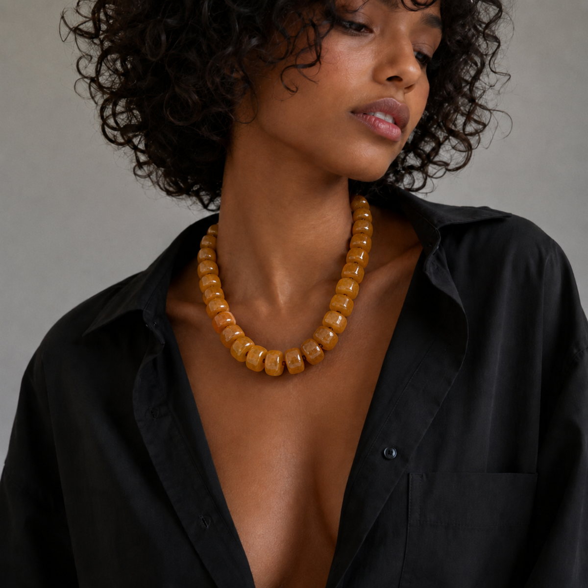 Honey Carmel Beaded Necklace