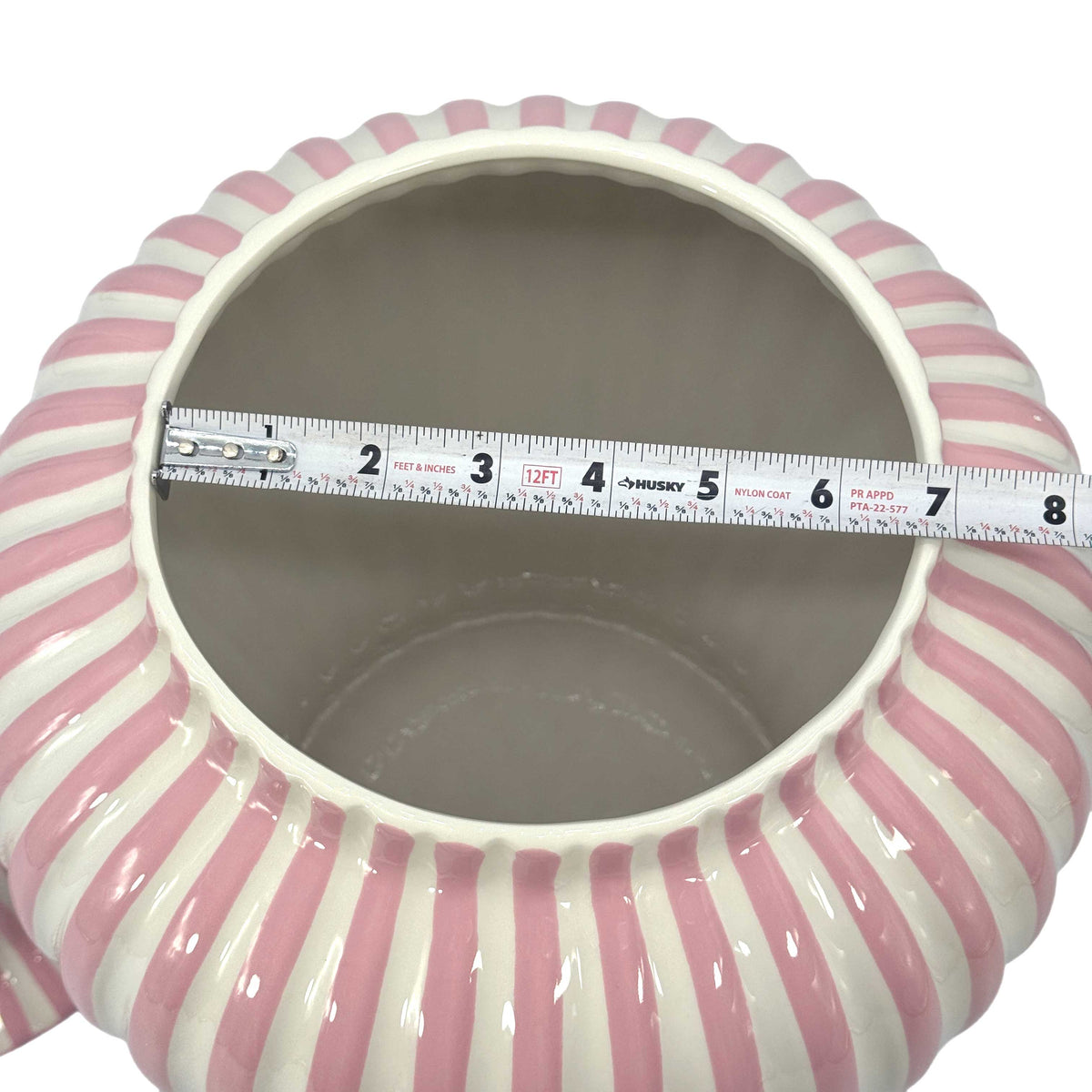 Pink & White Candy Cane Striped Ceramic Vase 18"