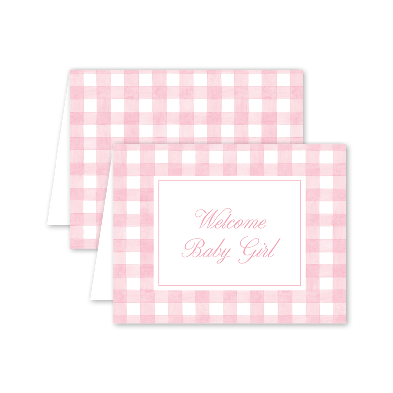 Gingham Baby Pink: Single Card