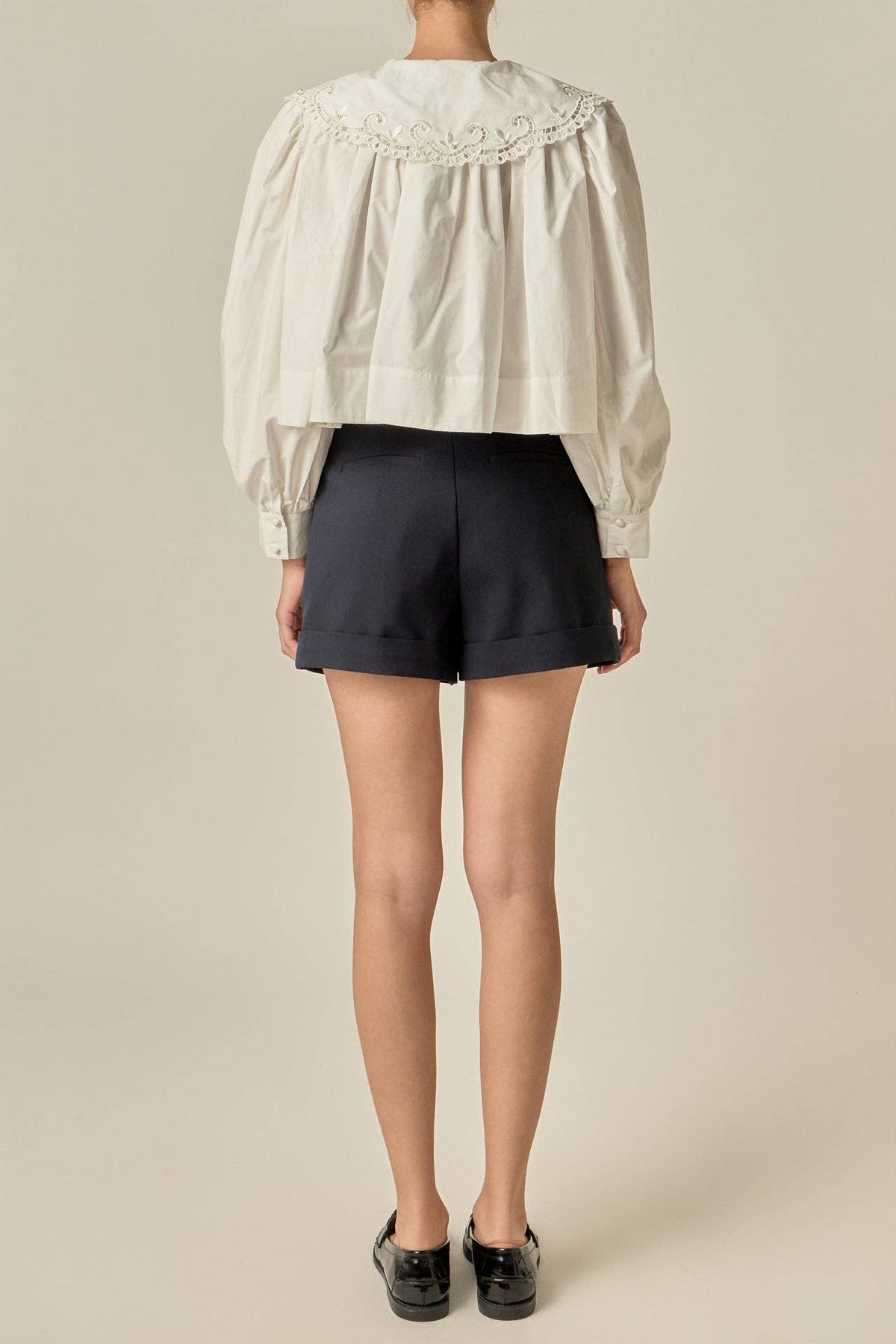 Pearl Embellished Peter Pan Collar Blouse