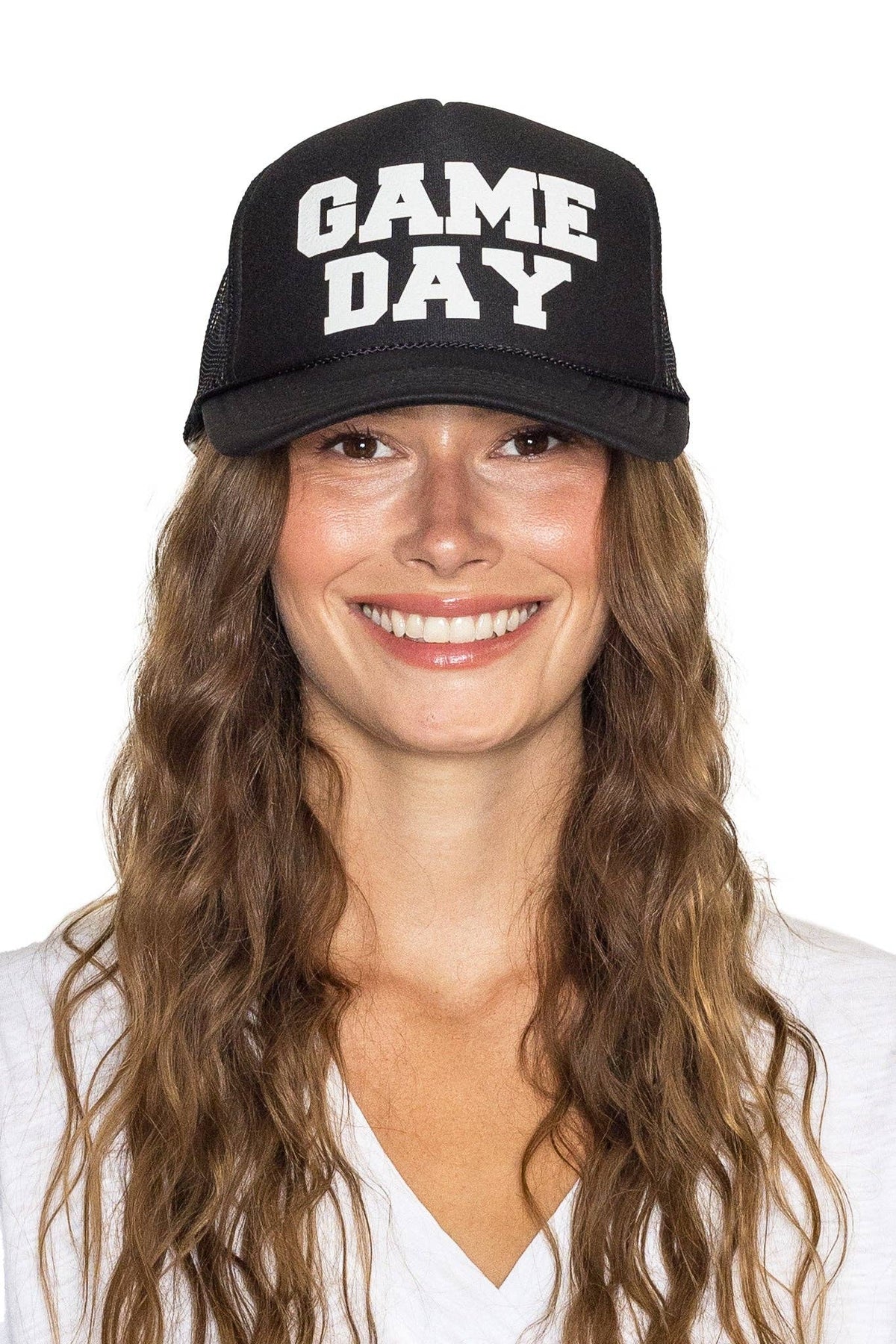 Game Day Trucker Hat in Black: Black