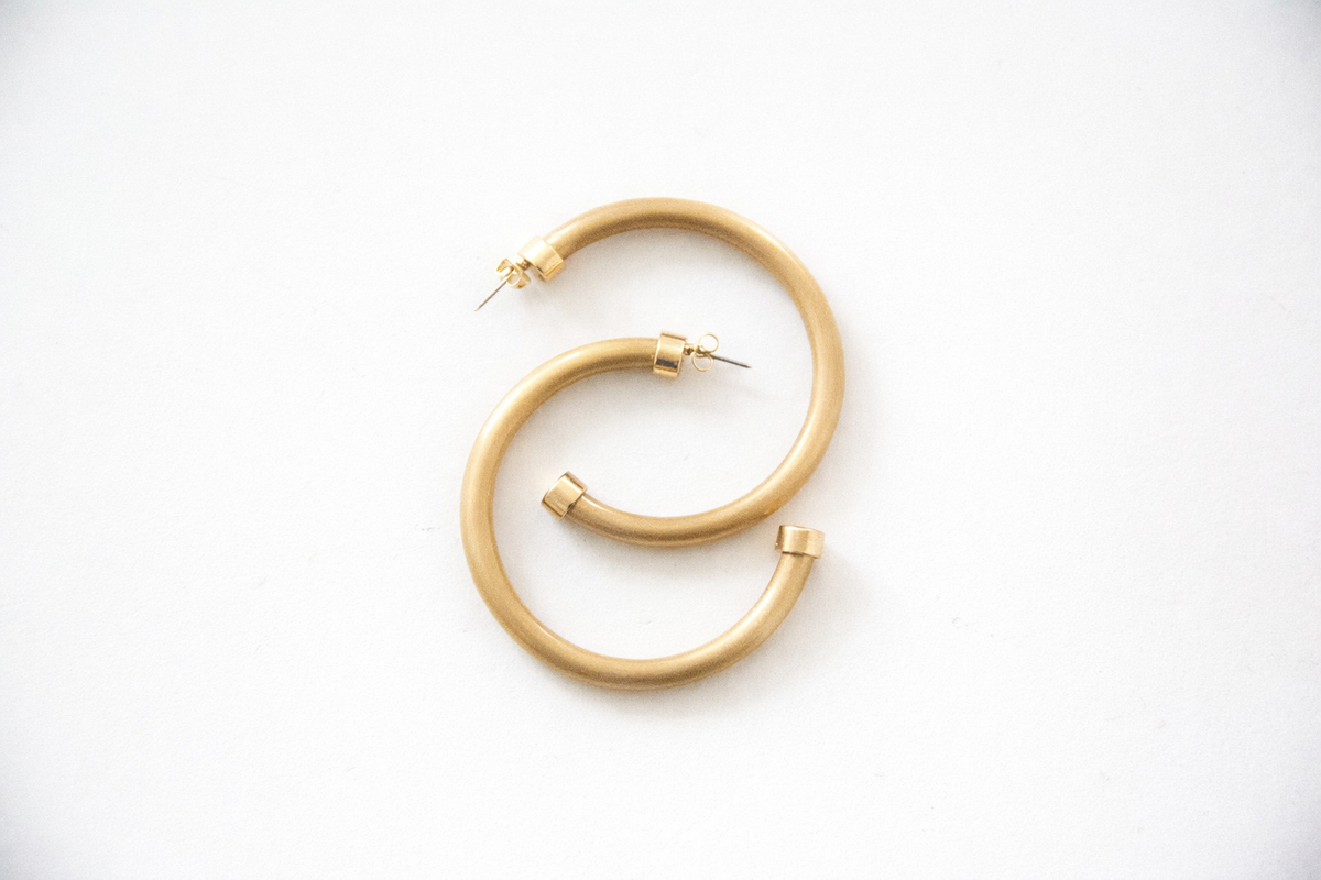 Brushed Gold Lightweight Hoop Earrings: Small