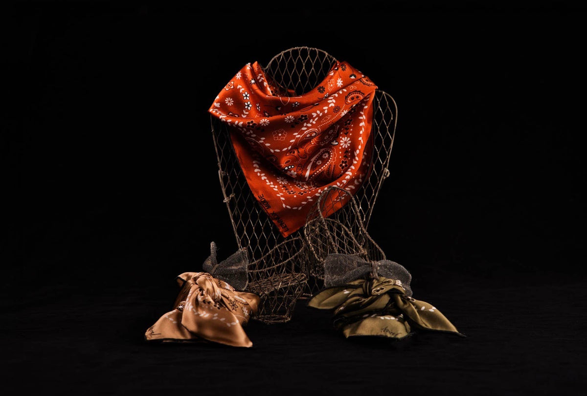 Mulberry Silk Paisley Bandana -Double-Sided Scarf