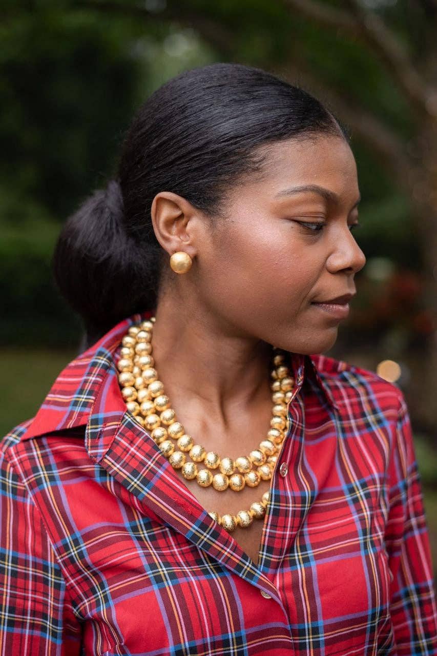18mm Georgia Brushed Ball Studs - 18k Gold Plated - WS: Post