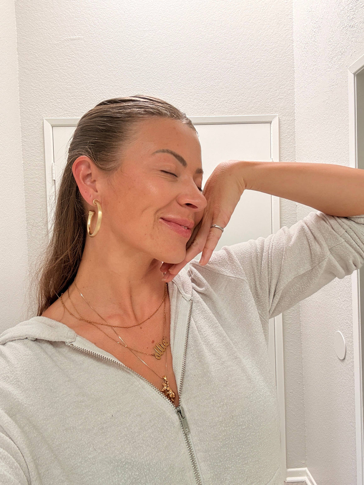 Brushed Gold Lightweight Hoop Earrings: Small
