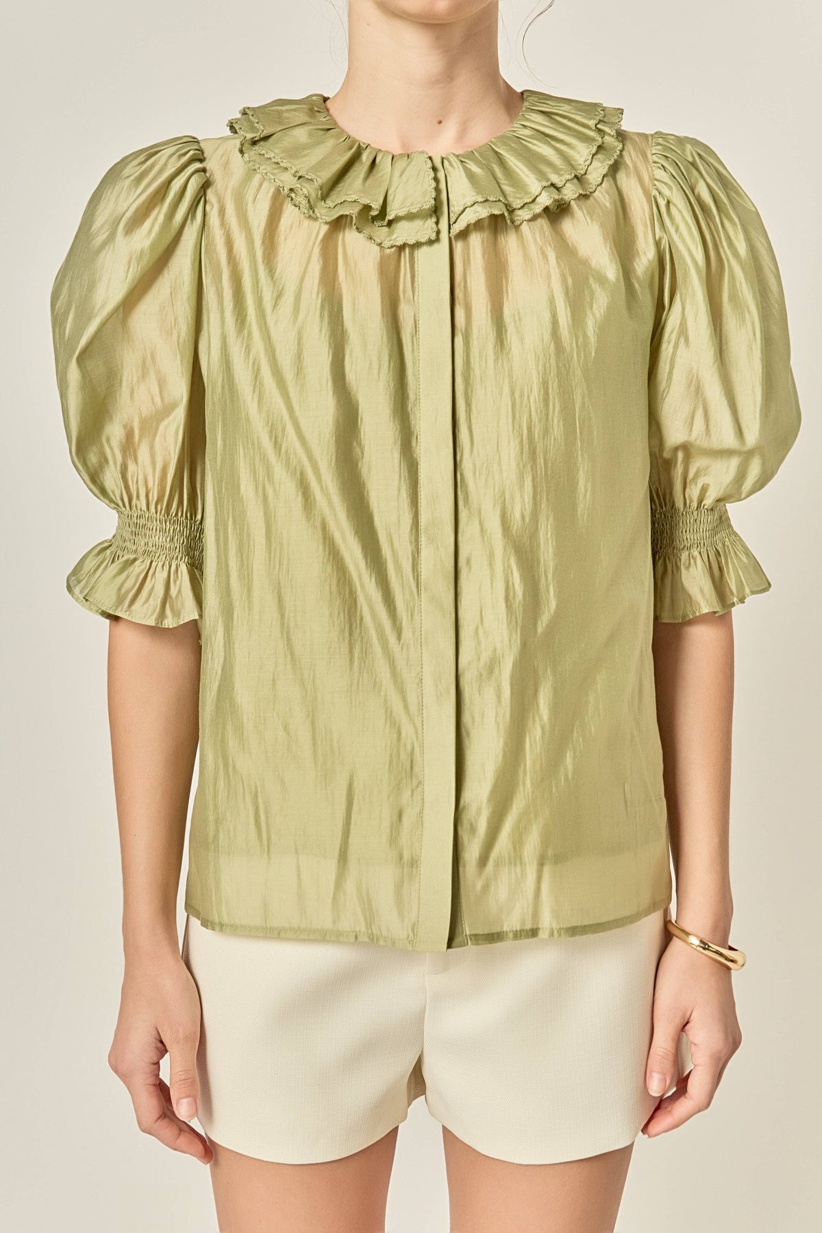 Ruffled Short Sleeves Blouse