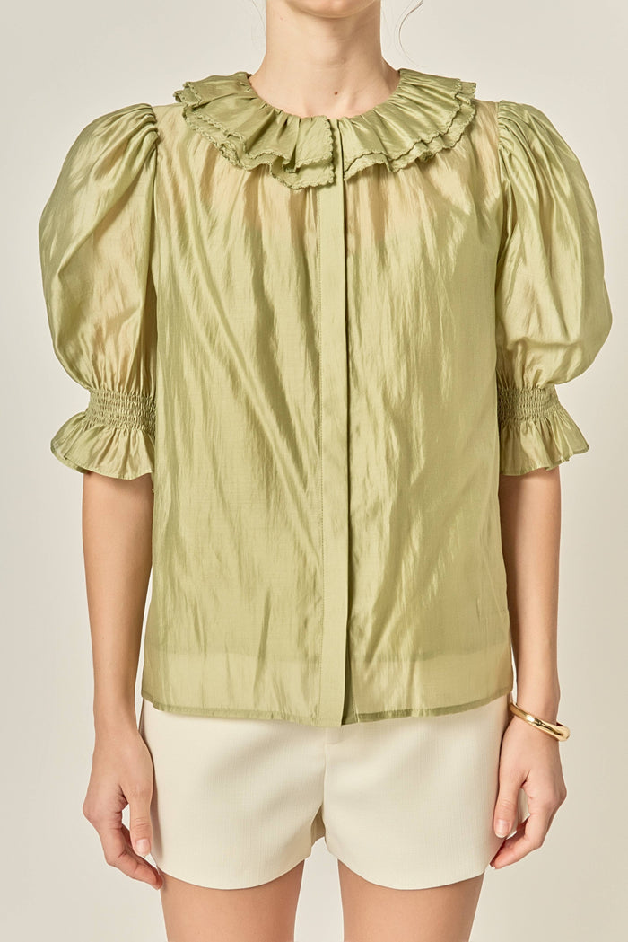Ruffled Short Sleeves Blouse