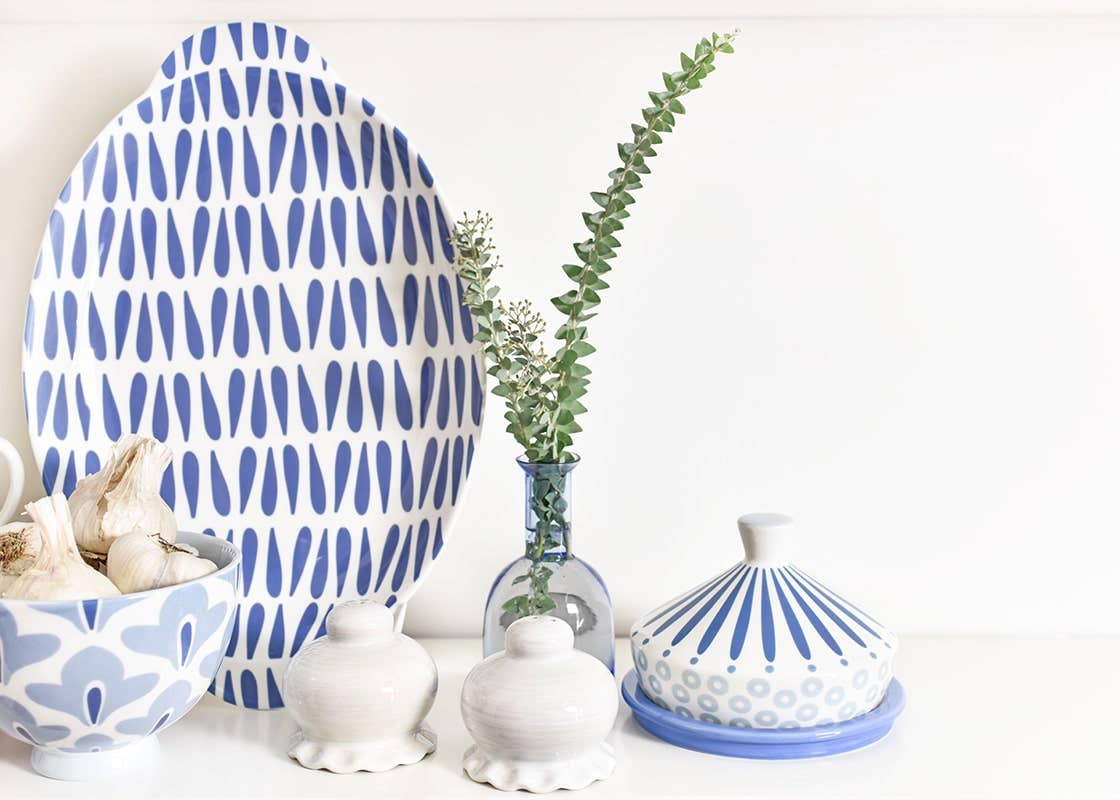 Iris Blue Burst Round Butter Dish
