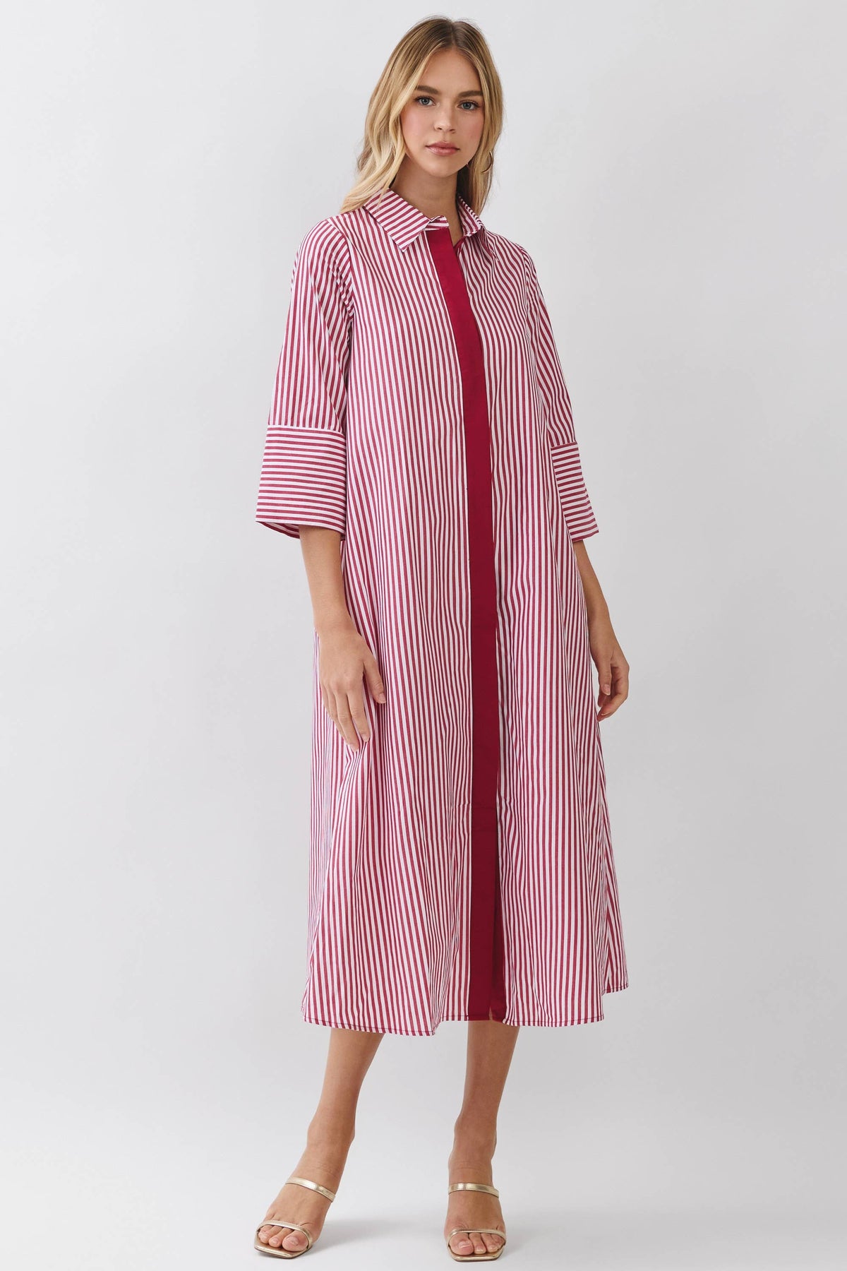 Stripe Collar Crimson Caftan