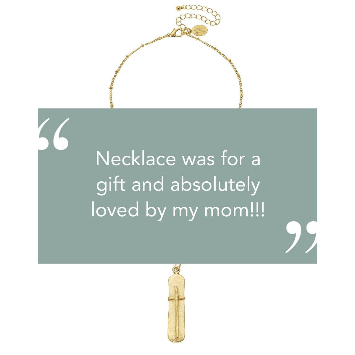 Dainty Bar Cross Necklace: Silver