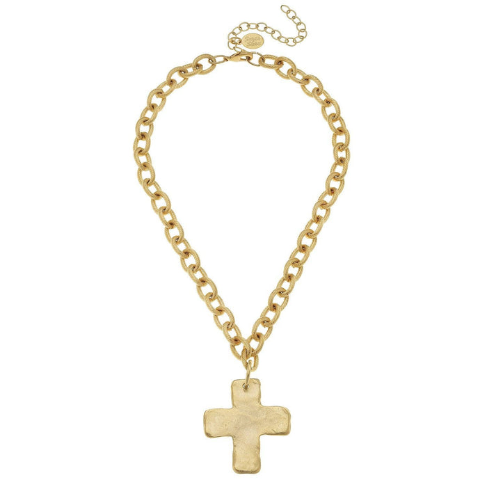 Solid Cross Necklace: Gold