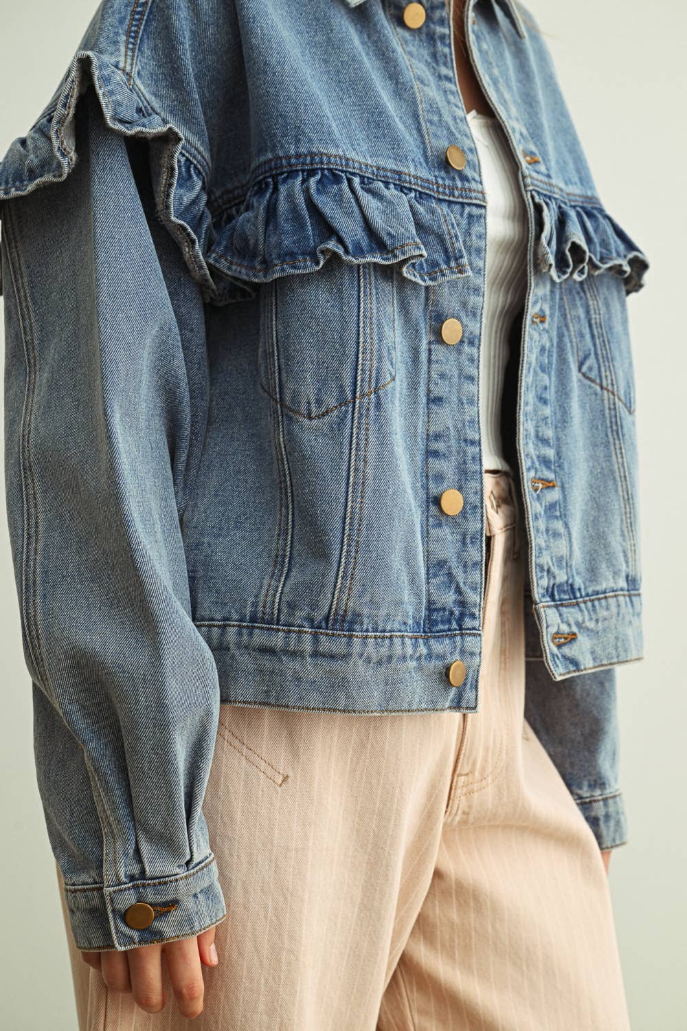 Oversized Ruffle Denim Jacket