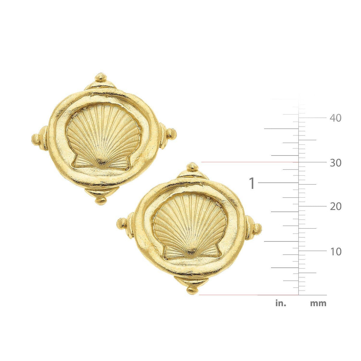 Gold Seashell Pierced Earrings