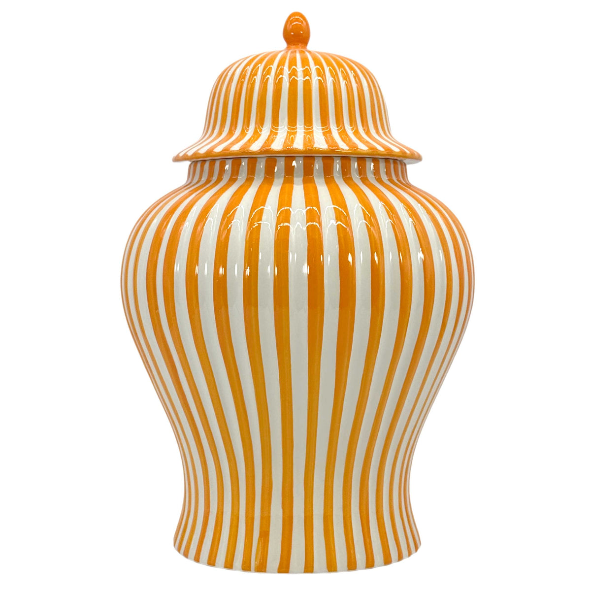 Orange & White Candy Cane Striped Ceramic Vase 18"