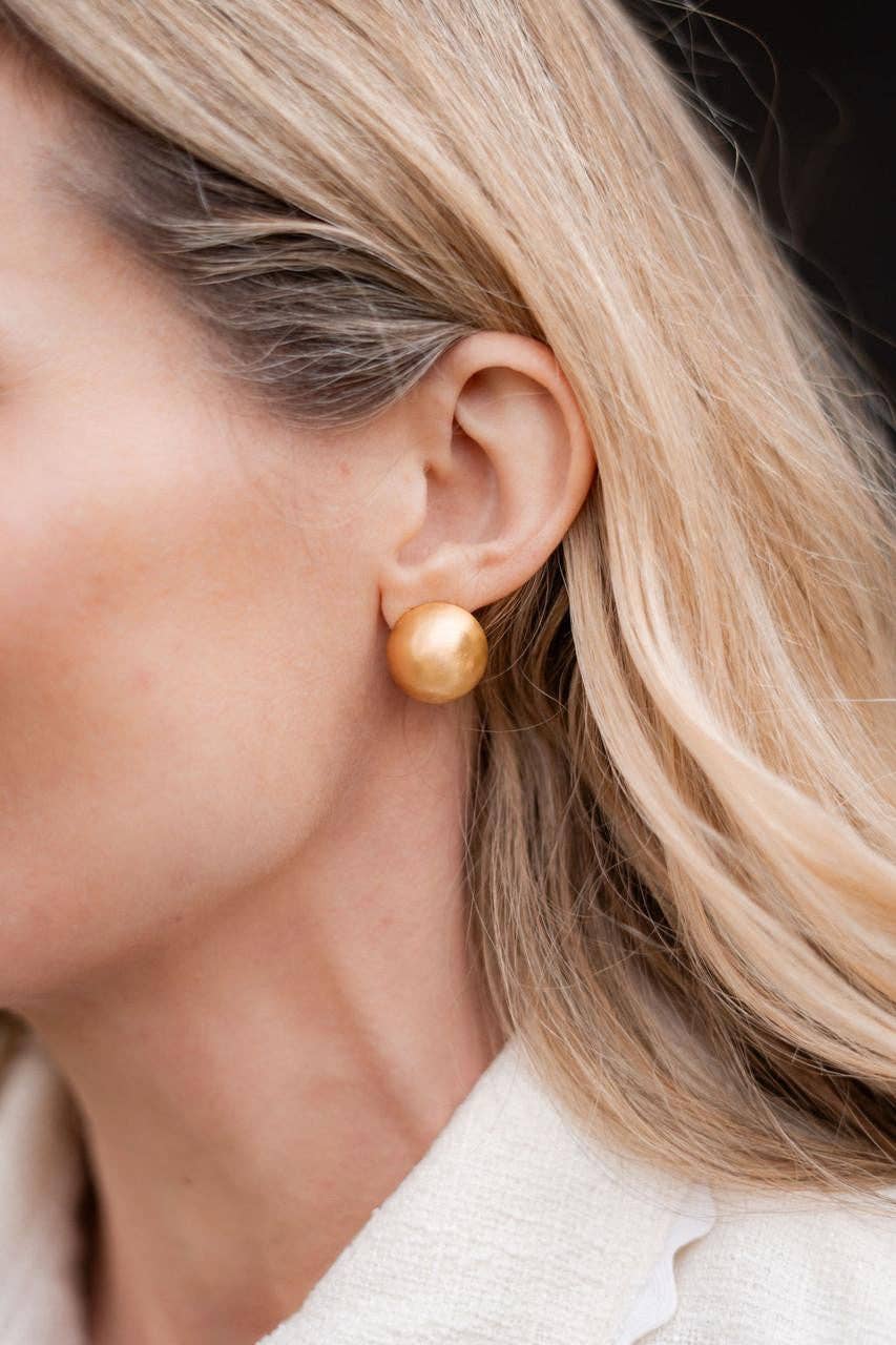 18mm Georgia Brushed Ball Studs - 18k Gold Plated - WS: Post