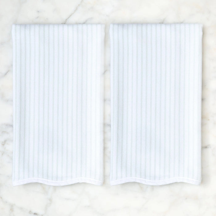 Weezie Scalloped Kitchen Towel - Green Stripe