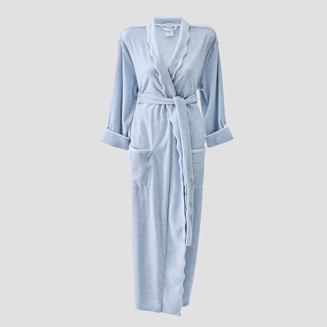 Weezie Women's Long Scallop Lightweight Robe - Robin's Egg