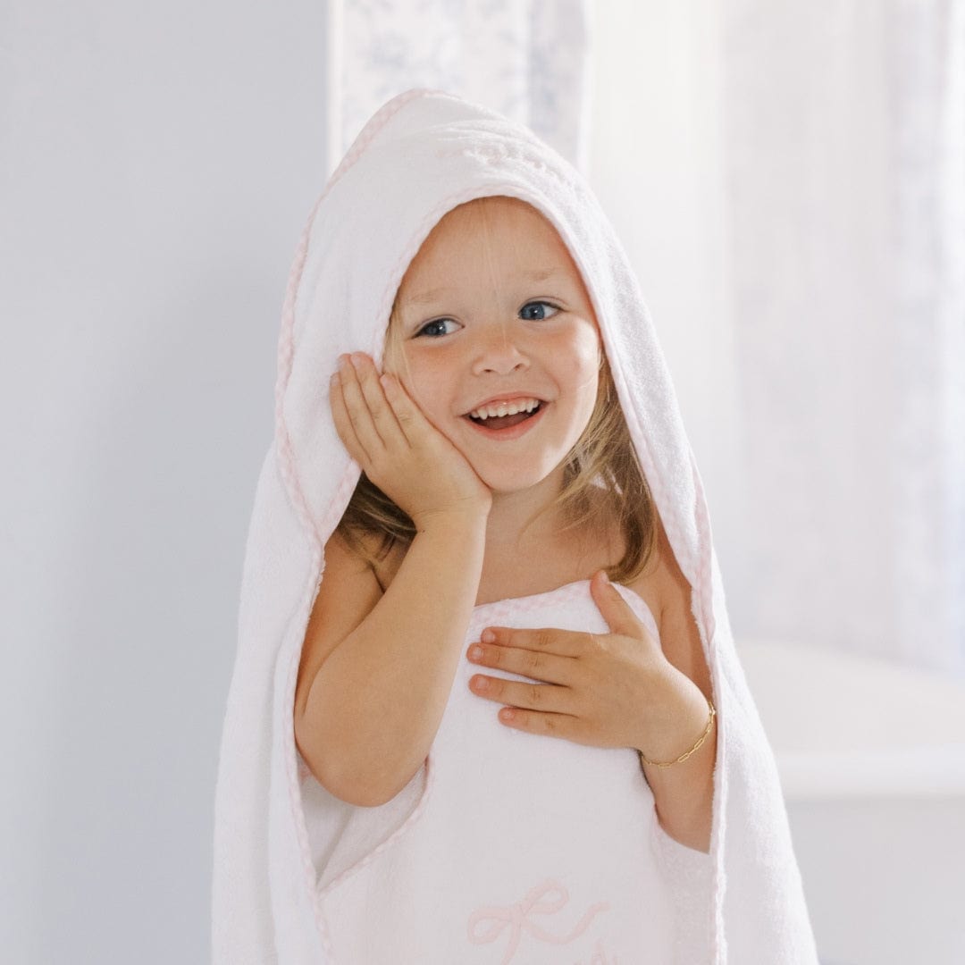 Weezie Pink Gingham Hooded Kids Towel