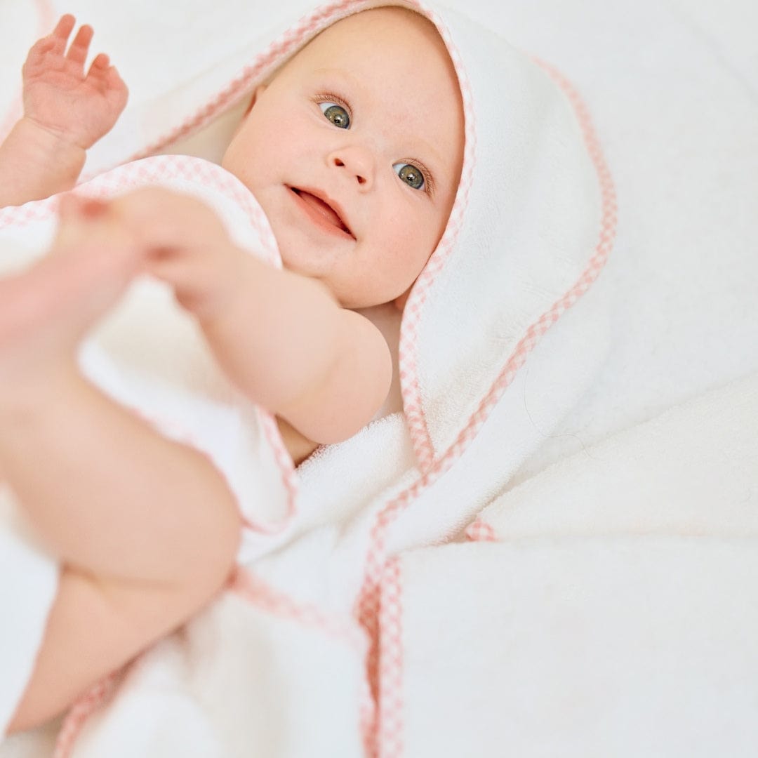 Light Pink Gingham Baby Hooded Towel