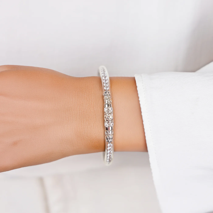 QUEEN ALL WEATHER BANGLE® (AWB®) - CLEAR CRYSTAL - SILVER