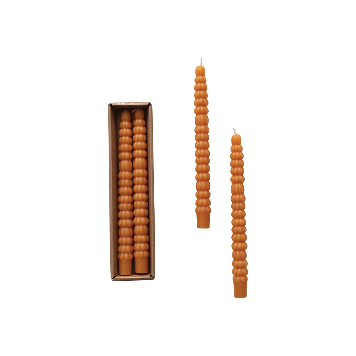 Unscented Pumpkin Shaped Taper Candles in Box